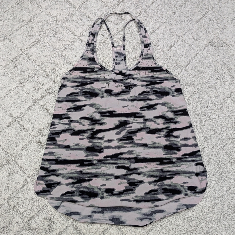 Lululemon Top Women's 2 Gray Pink Wamo Camo Water Bound Tank Racerback